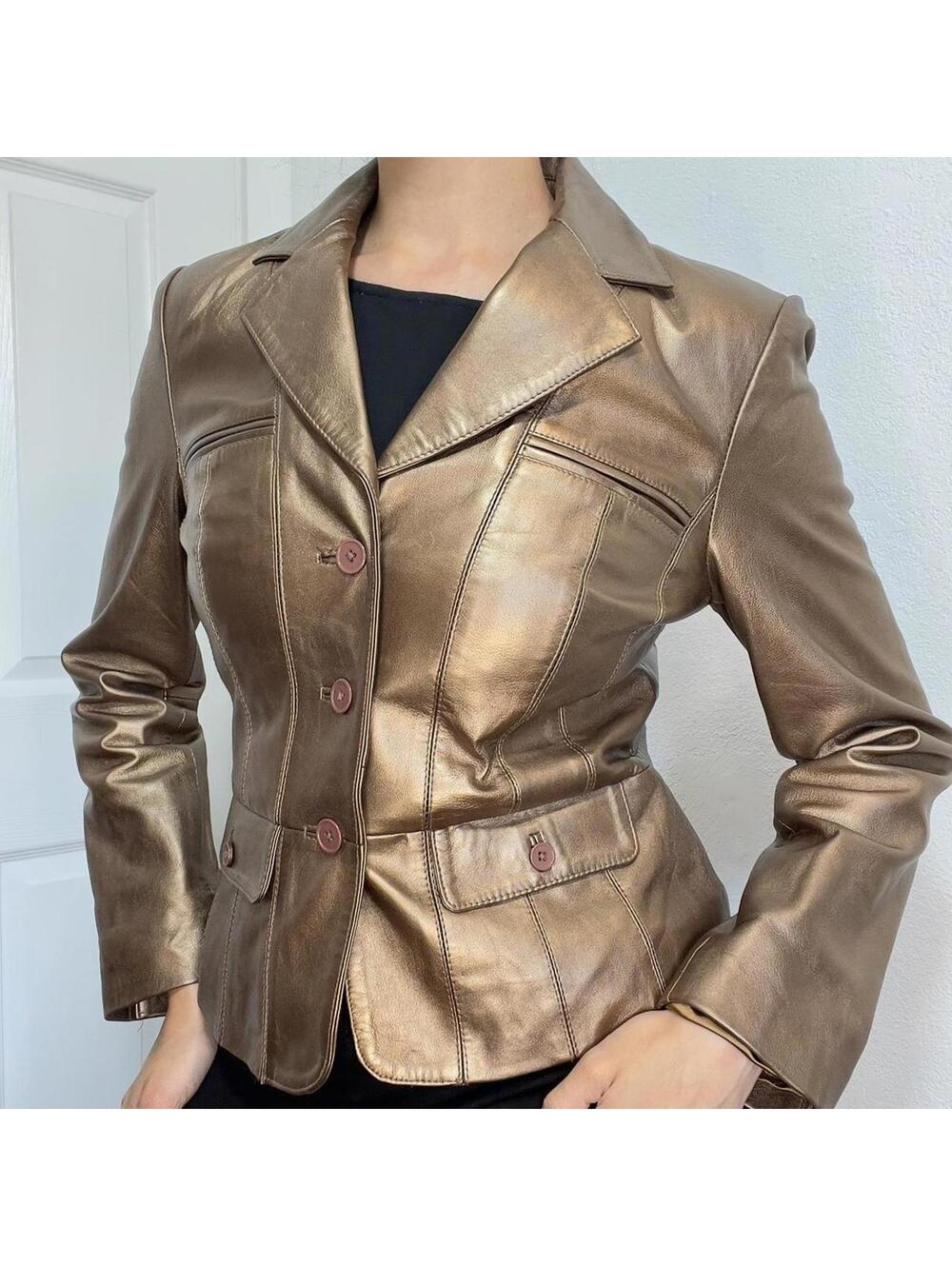 Metallic Leather Jacket - Picture 3 of 5